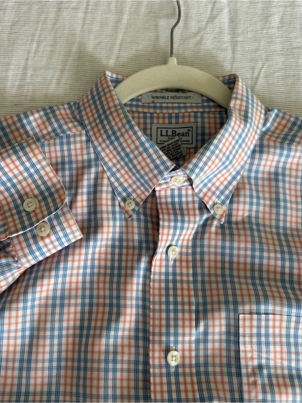L.L. Bean Men’s Blue and Orange Plaid Button-Down Shirt - Picture 1 of 5
